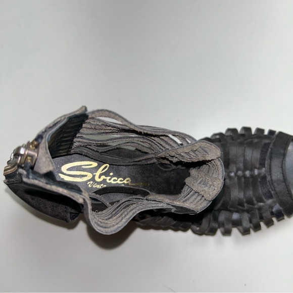 Sbicca Yani Huarache Charcoal Leather Zip Platform Chunky Block Heel Sandal - Picture 9 of 11